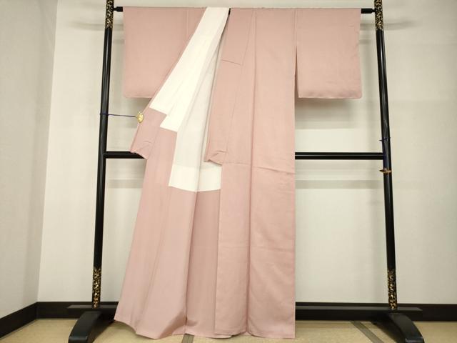 平和屋着物●上質な色無地 水柿色 正絹 逸品 AABI0832ck