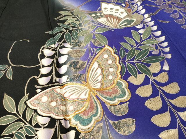 平和屋着物●豪華振袖 駒刺繍 花蝶文 暈し染め 金銀彩 そごう扱い 正絹 逸品 AABI0835ck