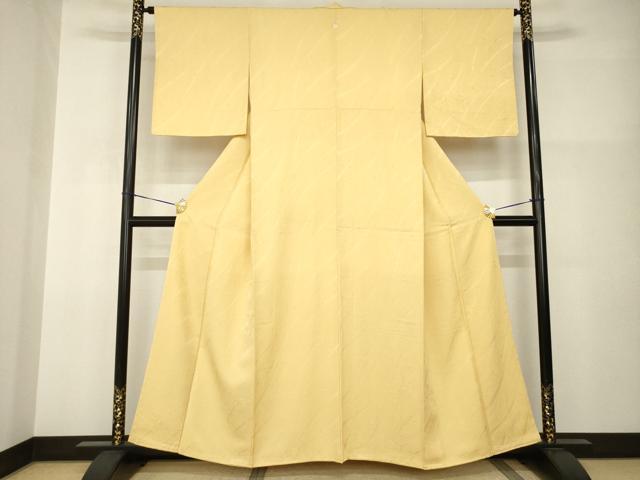 平和屋着物●上質な色無地 箔散らし花地紋 玉蜀黍色 正絹 逸品 AABI0837ck