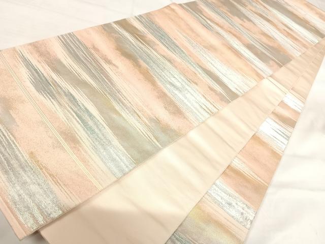 平和屋着物◎六通柄袋帯 霞文 金銀糸 正絹 逸品 AABI0858yx