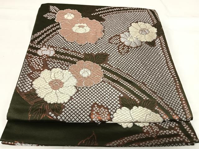 平和屋着物◎六通柄　京袋帯　唐織　草花文　AABI0891yx 平和屋着物◎六通柄 京袋帯 唐織 草花文 AABI0891yx