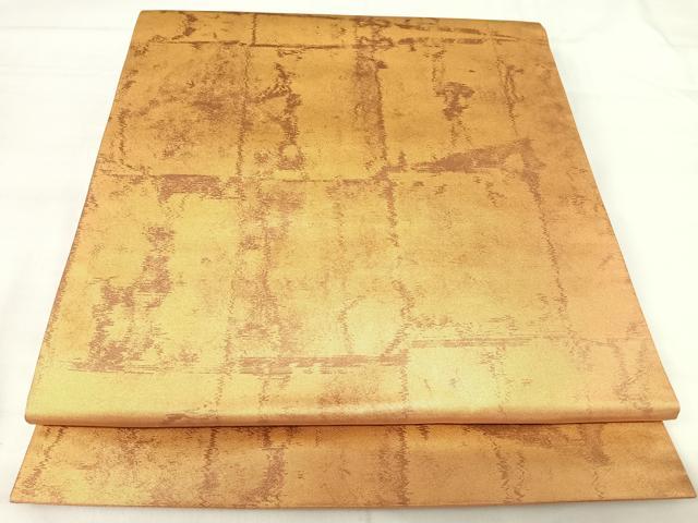 平和屋着物◎六通柄袋帯 格子 金糸 引箔 正絹 逸品 AABI0903yx