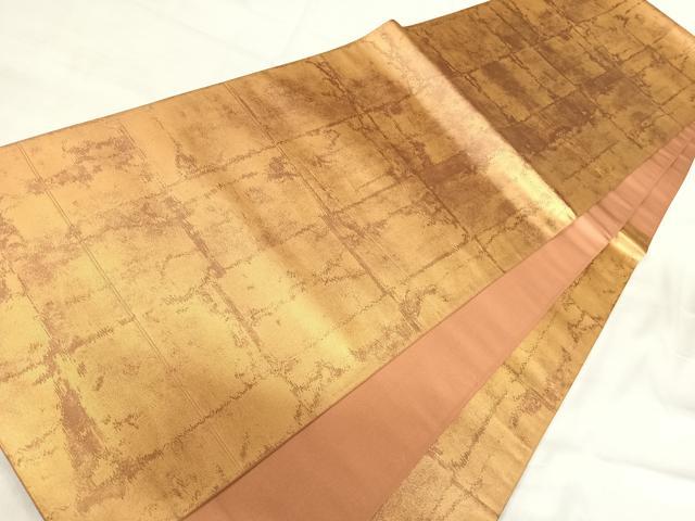平和屋着物◎六通柄袋帯 格子 金糸 引箔 正絹 逸品 AABI0903yx