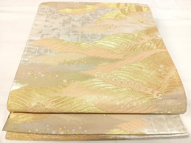 平和屋着物◎六通柄袋帯 紫苑 立波文 金銀糸 正絹 逸品 AABI0916yx