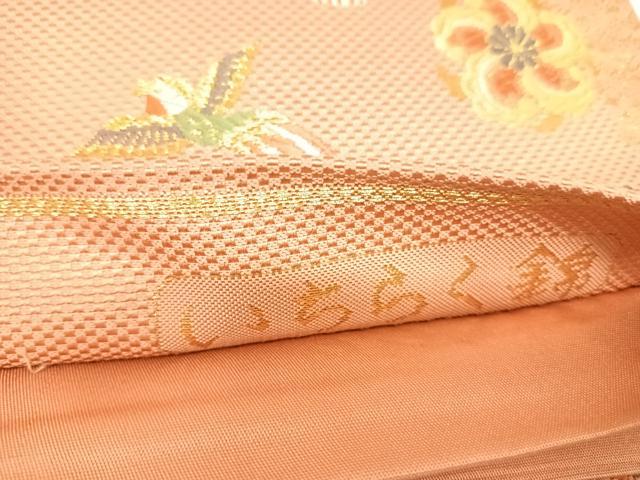 平和屋着物◎六通柄袋帯 唐織 いちらく錦 花鳥文 金糸 正絹 逸品 AABI0930yx