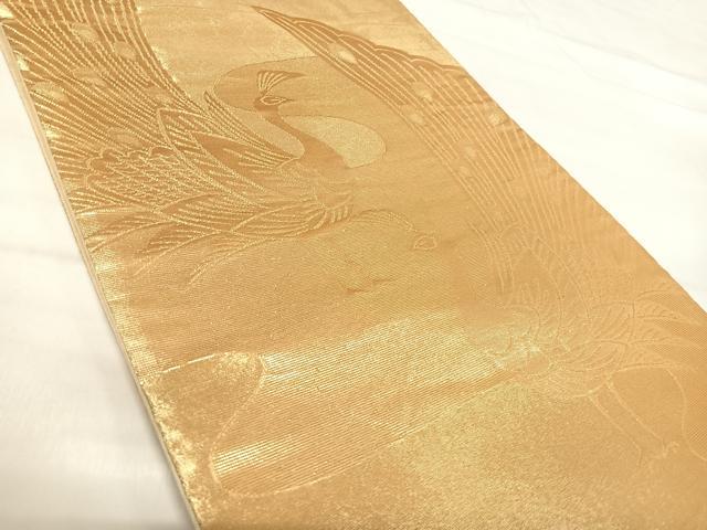 平和屋着物◎六通柄袋帯 孔雀 金糸 正絹 逸品 AABI0935yx