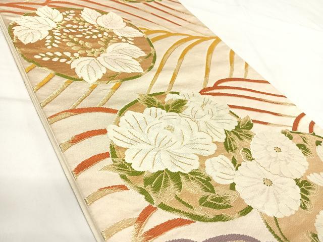 平和屋着物◎六通柄袋帯 唐織 花丸文 金糸 正絹 逸品 AABI0937yx