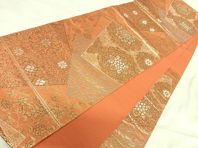 平和屋着物◎六通柄袋帯 切嵌花鳥文 金銀糸 正絹 逸品 AABI0976yx