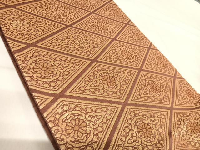 平和屋着物◎六通柄袋帯 花菱文 金糸 正絹 逸品 AABI0982yx