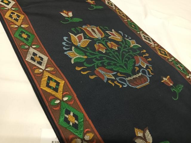 平和屋着物◎六通柄袋帯 草花文 正絹 逸品 AABI0989yx