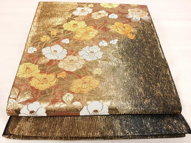 平和屋着物◎六通柄袋帯　唐織　草花文　金銀糸　正絹　逸品　AABI1013yx 平和屋着物◎六通柄袋帯 唐織 草花文 金銀糸 正絹 逸品 AABI1013yx