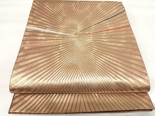平和屋着物◎太鼓柄袋帯 変わり縞 四次元箔 金銀糸 正絹 逸品 AABI1032yx