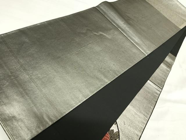 平和屋着物◎太鼓柄袋帯 花丸文 銀糸 正絹 逸品 AABI1041yx