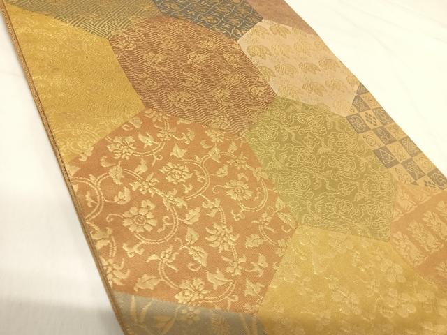平和屋着物◎六通柄袋帯 名物裂 金糸 鈴乃屋扱い 正絹 逸品 AABI1047yx