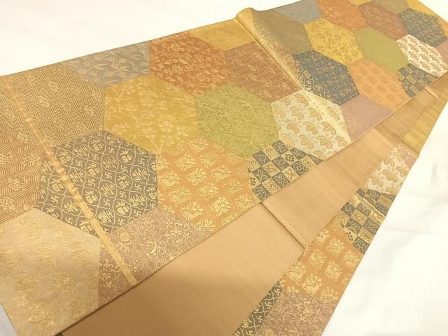 平和屋着物◎六通柄袋帯 名物裂 金糸 鈴乃屋扱い 正絹 逸品 AABI1047yx