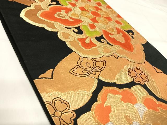平和屋着物◎六通柄袋帯 唐織 正倉院花文 金銀糸 正絹 逸品 AABI1057yx