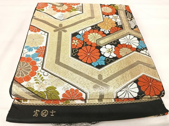 平和屋着物◎六通柄　本袋帯　唐織　富士　亀甲花文　金銀糸　正絹　逸品　AABI1067yx 平和屋着物◎六通柄 本袋帯 唐織 富士 亀甲花文 金銀糸