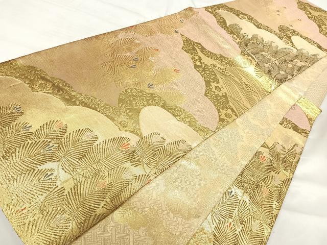 平和屋着物◎佐賀錦 六通柄袋帯 浜松文 金糸 正絹 逸品 AABI1068yx