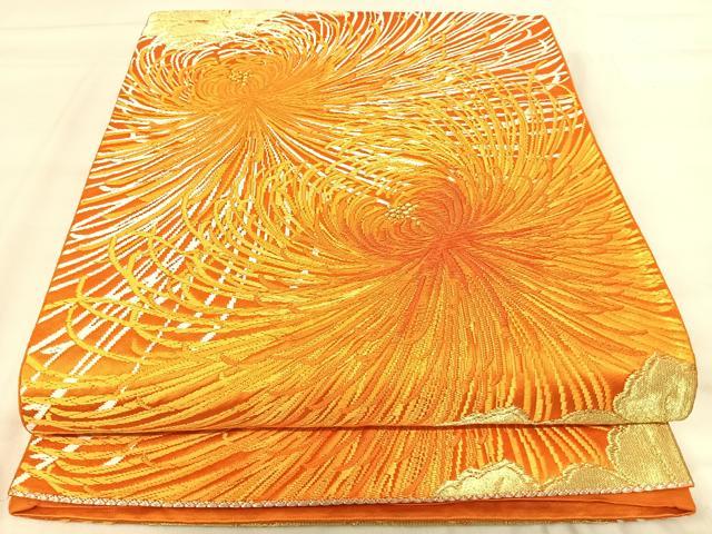 平和屋着物◎六通柄袋帯　唐織　乱菊　金糸　正絹　逸品　AABI1077yx 平和屋着物◎六通柄袋帯 唐織 乱菊 金糸 正絹 逸品 AABI1077yx