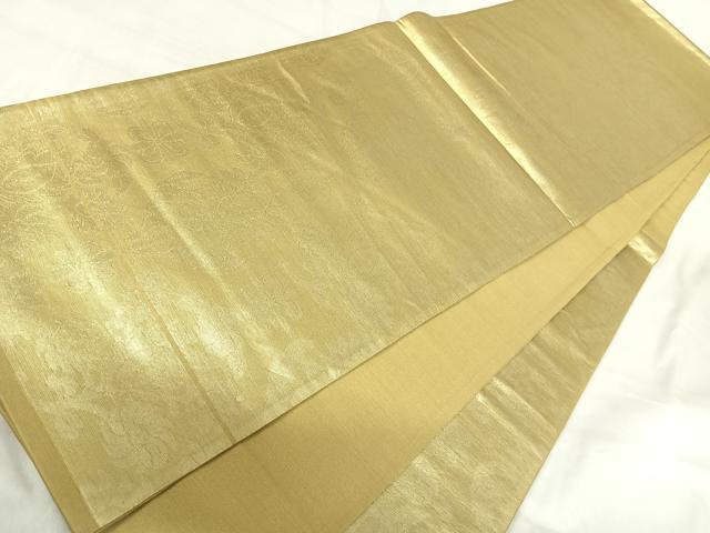 平和屋着物◎六通柄袋帯 更紗花文 金糸 正絹 逸品 AABI1082yx
