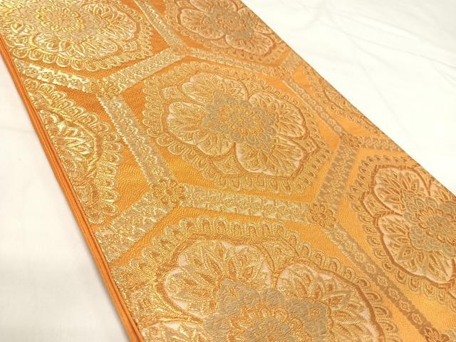 平和屋着物◎六通柄袋帯 亀甲花文 金糸 正絹 逸品 AABI1089yx