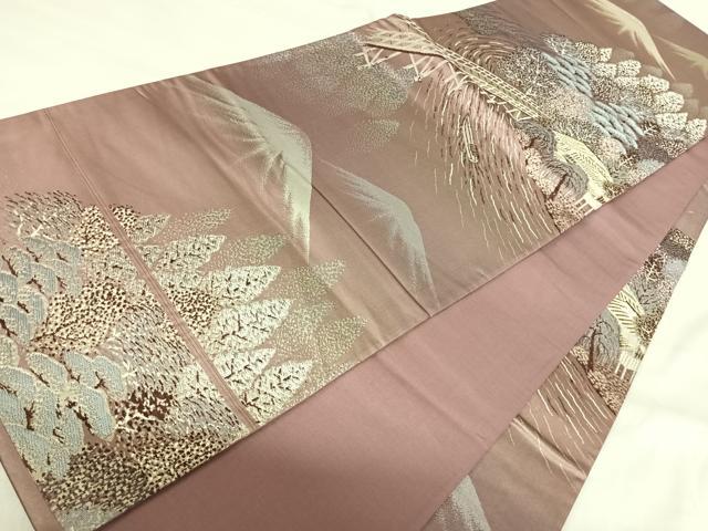 平和屋着物◎六通柄袋帯 唐織 瀬田唐橋 金銀糸 正絹 逸品 AABI1090yx