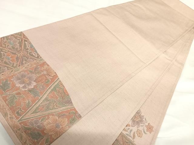 平和屋着物◎太鼓柄袋帯 紬地 花唐草文 正絹 逸品 AABI1114yx