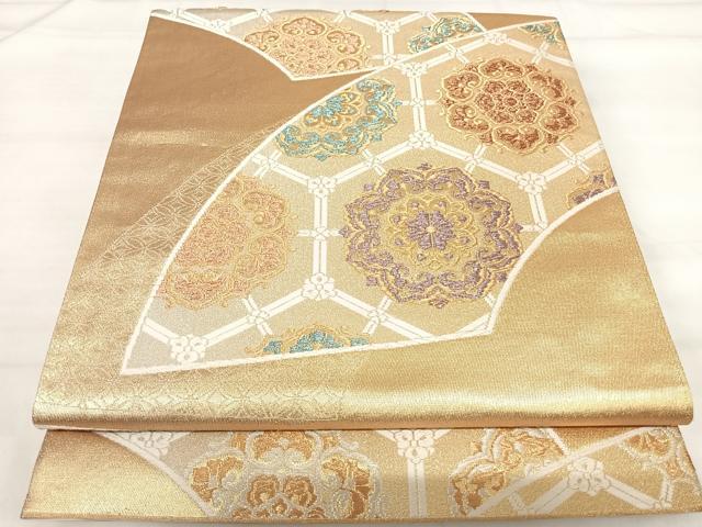 平和屋着物◎六通柄袋帯 唐織 古代美 金銀糸 正絹 逸品 AABI1122yx