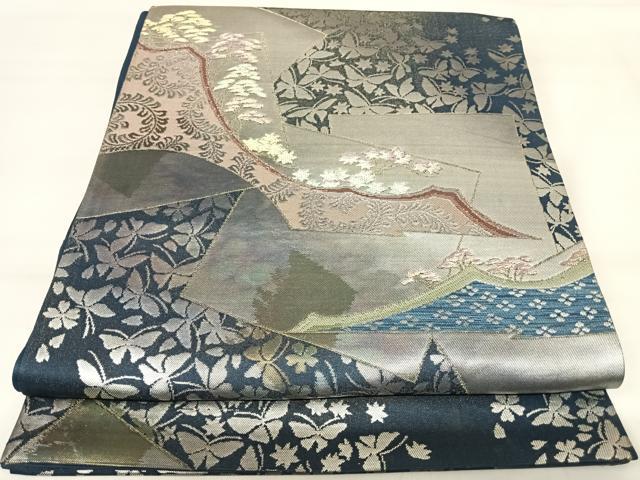 平和屋着物◎六通柄袋帯 唐織 花蝶文 金銀糸 正絹 逸品 AABI1127yx