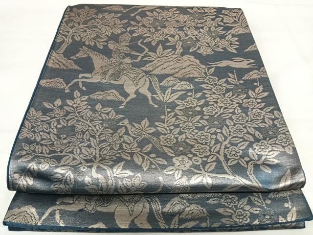 平和屋着物◎六通柄袋帯 狩猟文 金糸 正絹 逸品 AABI1133yx