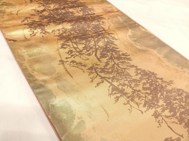 平和屋着物◎六通柄袋帯 樹林文 金彩 正絹 逸品 AABI1144yx