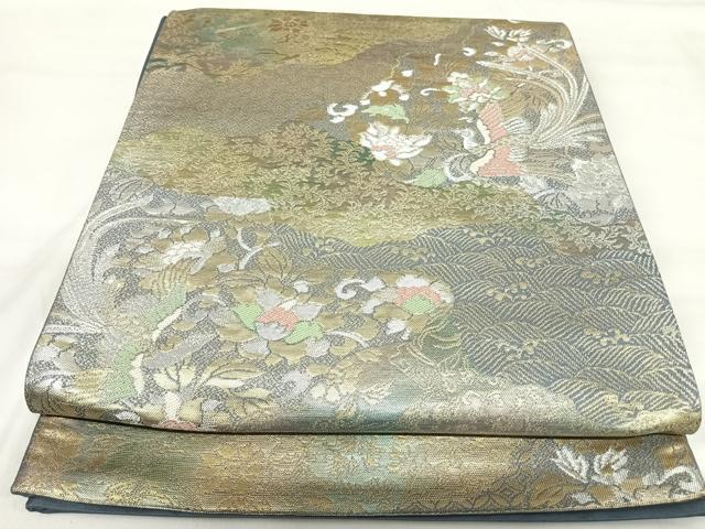 平和屋着物◎六通柄袋帯 唐織 鳳凰花文 金銀糸 正絹 逸品 AABI1151yx
