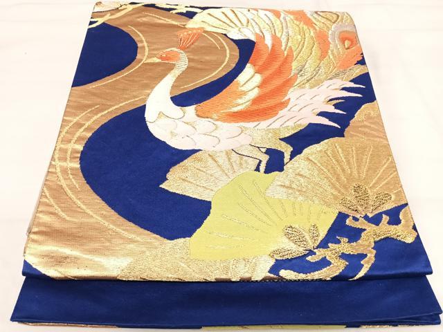 平和屋着物◎六通柄袋帯 唐織 孔雀松文 金銀糸 正絹 逸品 AABI1175yx