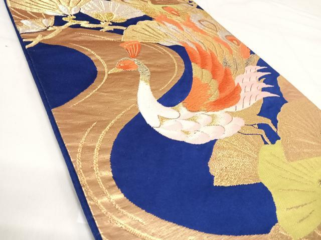 平和屋着物◎六通柄袋帯 唐織 孔雀松文 金銀糸 正絹 逸品 AABI1175yx