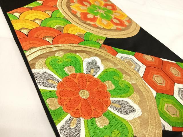 平和屋着物◎六通柄袋帯 唐織 花丸文 金銀糸 正絹 逸品 AABI1179yx