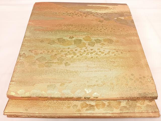 平和屋着物◎六通柄袋帯 箔散らし文様 金糸 正絹 逸品 AABI1186yx