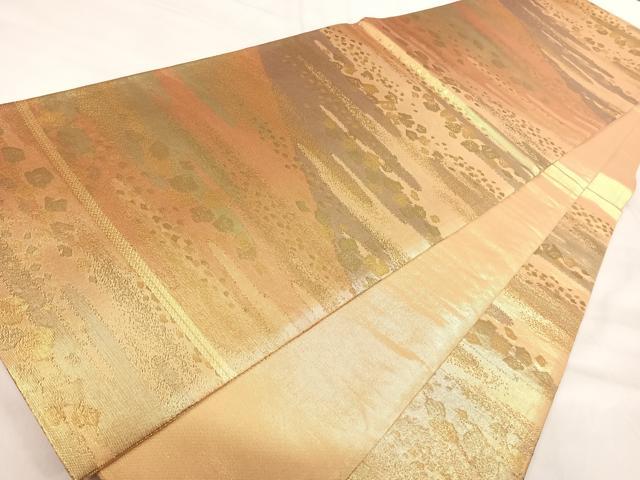 平和屋着物◎六通柄袋帯 箔散らし文様 金糸 正絹 逸品 AABI1186yx
