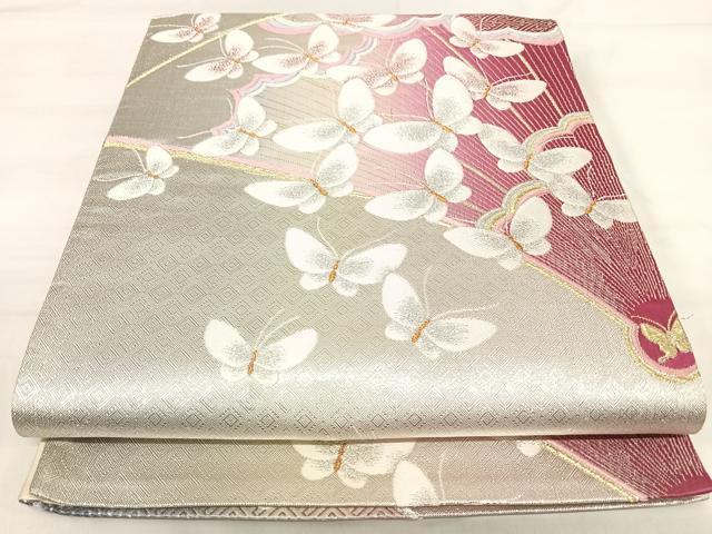 平和屋着物◎六通柄袋帯 唐織 舞蝶文 金銀糸 正絹 逸品 AABI1195yx