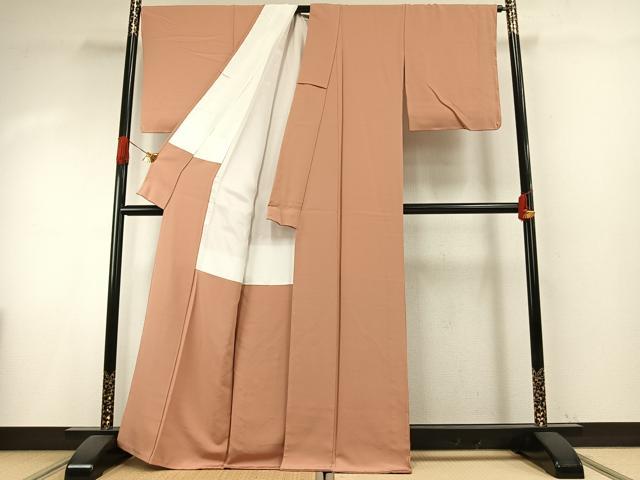 平和屋着物●上質な色無地 一斤染色 正絹 逸品 未使用 AABI1207fy
