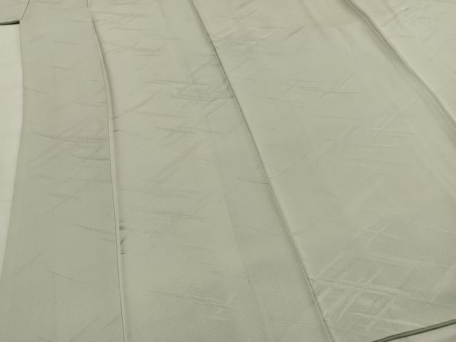 平和屋着物●上質な色無地 幾何学地紋 白花色 正絹 逸品 AABI1212fy
