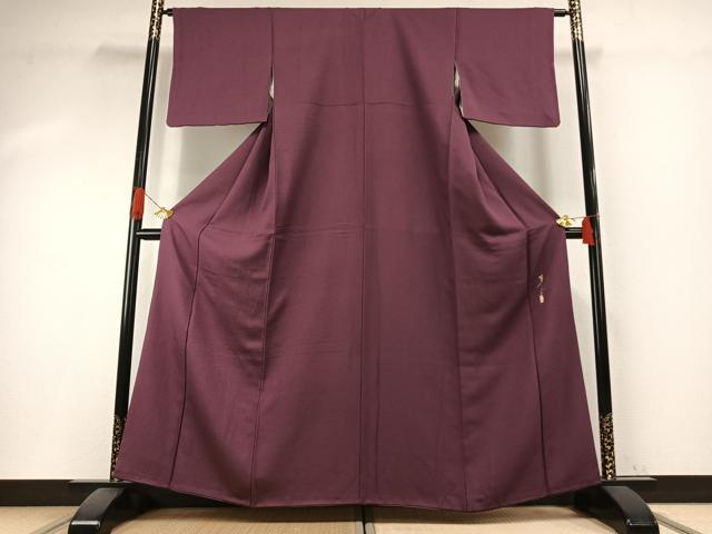 平和屋着物●上質な色無地 草木染 暗紅色 正絹 逸品 AABI1216fy