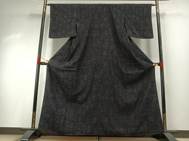 平和屋着物●結城ちぢみ 草花文 正絹 逸品 AABI1222fy