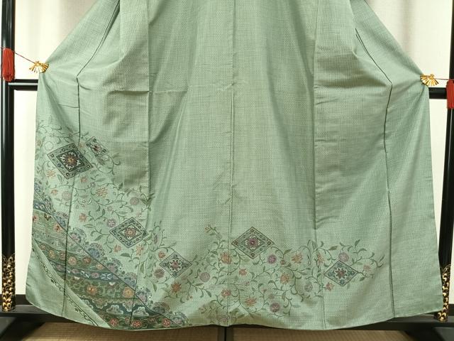 平和屋着物●中国三大刺繍 総刺繍 スワトウ刺繍 汕頭刺繍 訪問着 本場大島紬 唐草菱花文 正絹 逸品 AABI1223fy