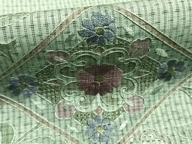 平和屋着物●中国三大刺繍 総刺繍 スワトウ刺繍 汕頭刺繍 訪問着 本場大島紬 唐草菱花文 正絹 逸品 AABI1223fy