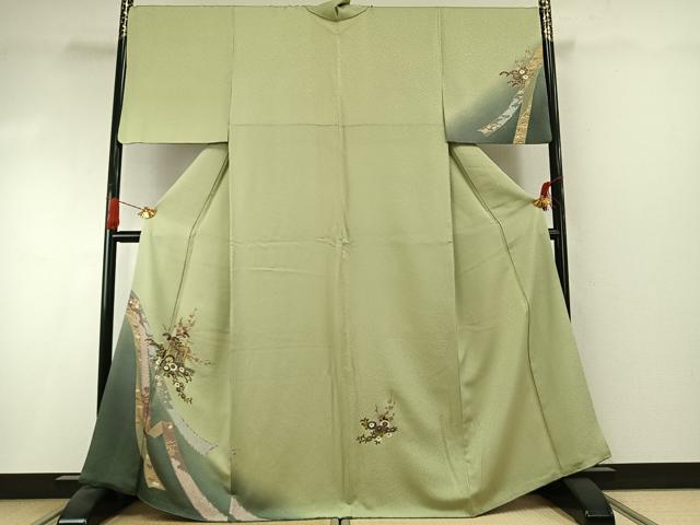 平和屋着物●訪問着 松竹梅 御所車花文 暈し染め 金彩 やまと誂製 正絹 逸品 AABI1229fy