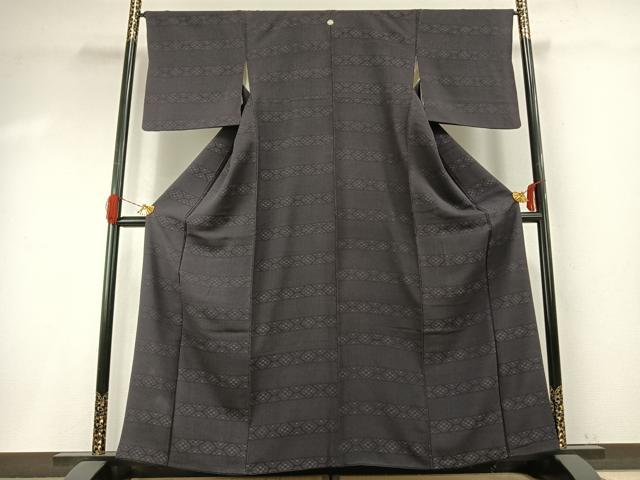 平和屋着物●お召 横段花文 正絹 逸品 AABI1231fy