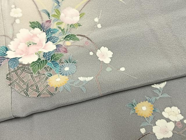 平和屋着物●訪問着 友禅 草花文 ほたる暈し 正絹 逸品 AABI1234fy