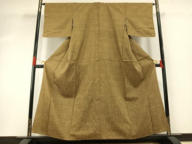平和屋着物●上質な小紋 紬地 型染め 正絹 逸品 AABI1238fy