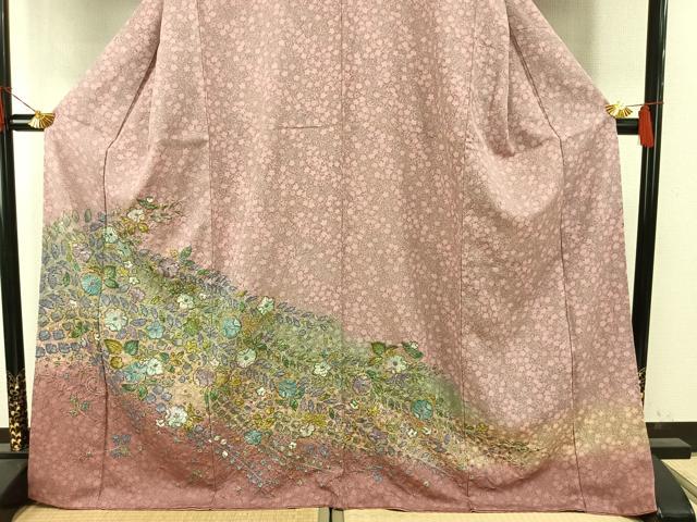 平和屋着物●訪問着 辻が花 暈し染め 金彩 銀通し地 正絹 逸品 AABI1240fy