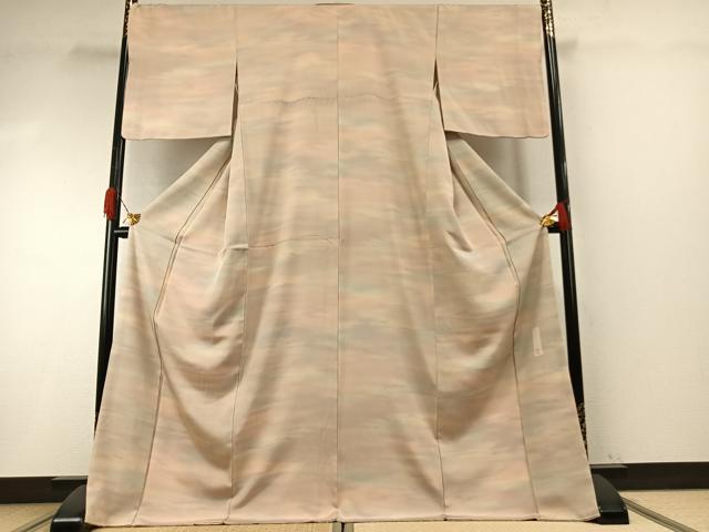 平和屋着物●上質な小紋 作家物 霞文 ロング丈 正絹 逸品 AABI1246fy